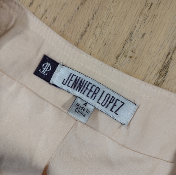 Jennifer Lopez pastel peach waterfall front zip long sleeve jacket shirt - Picture 7 of 11